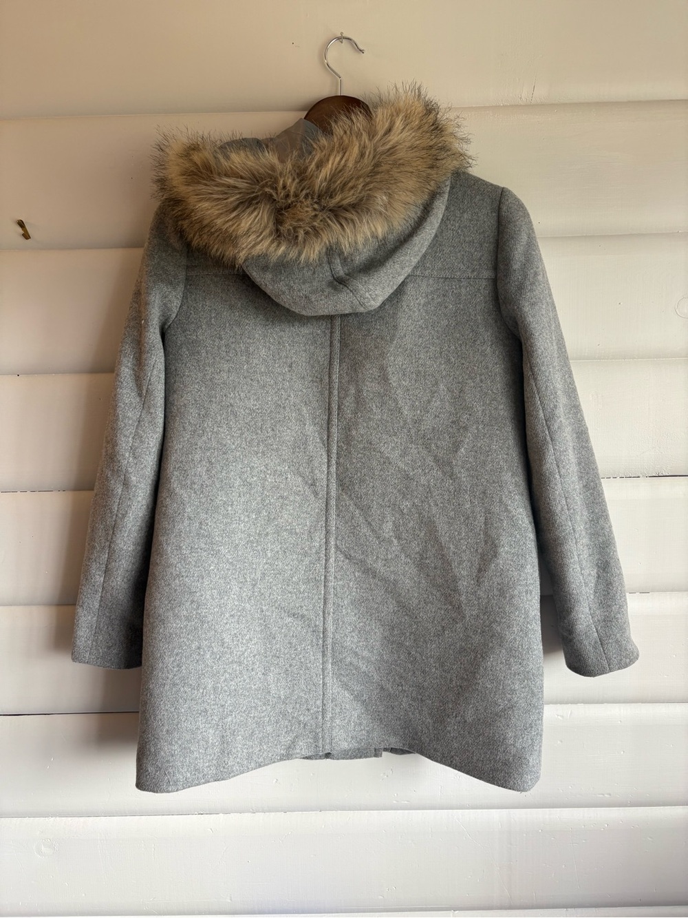 J.Crew Vail Wool Blend Parka Faux Fur Hood Gray Size 2 - Picture 3 of 9